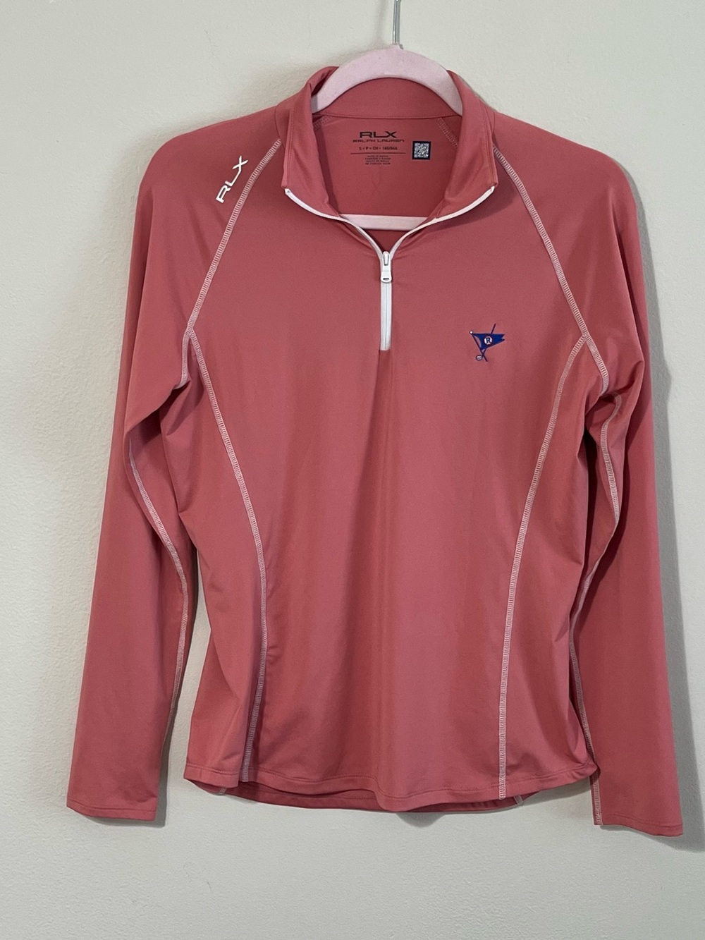 Ralph Lauren RLX Women's Dusty Rose Quarter-Zip Performance Top with Golf Logo
